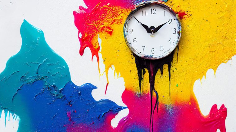 round-clock-hanging-on-a-bright-multicolor-spashed-2025-02-09-20-09-04-utc